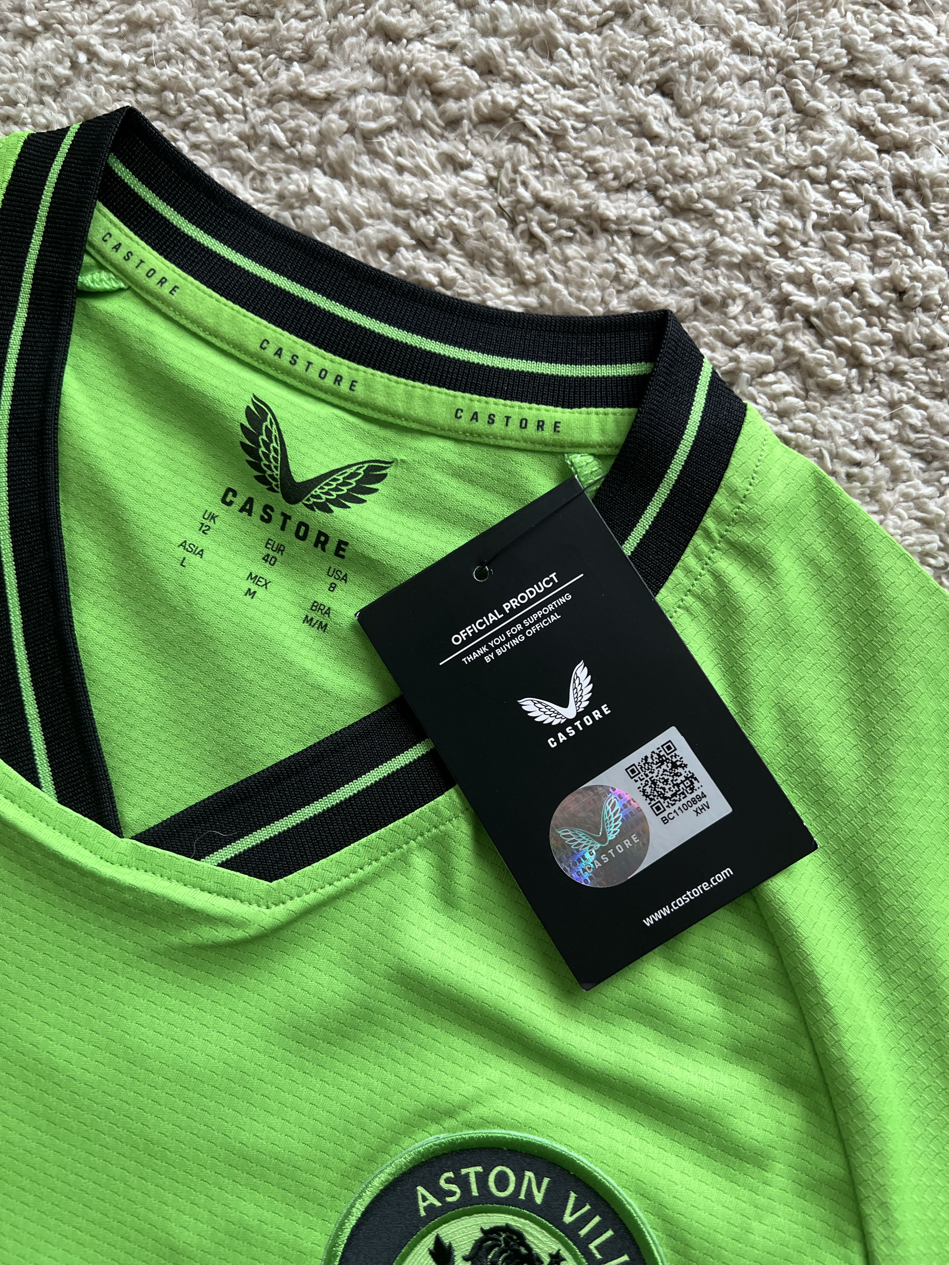 Authenticity evidence image of Aston Villa 2023/24 Castore Away Goalkeeper Pro Shirt (Aston Villa Foundation) - Women's Medium (12/14)