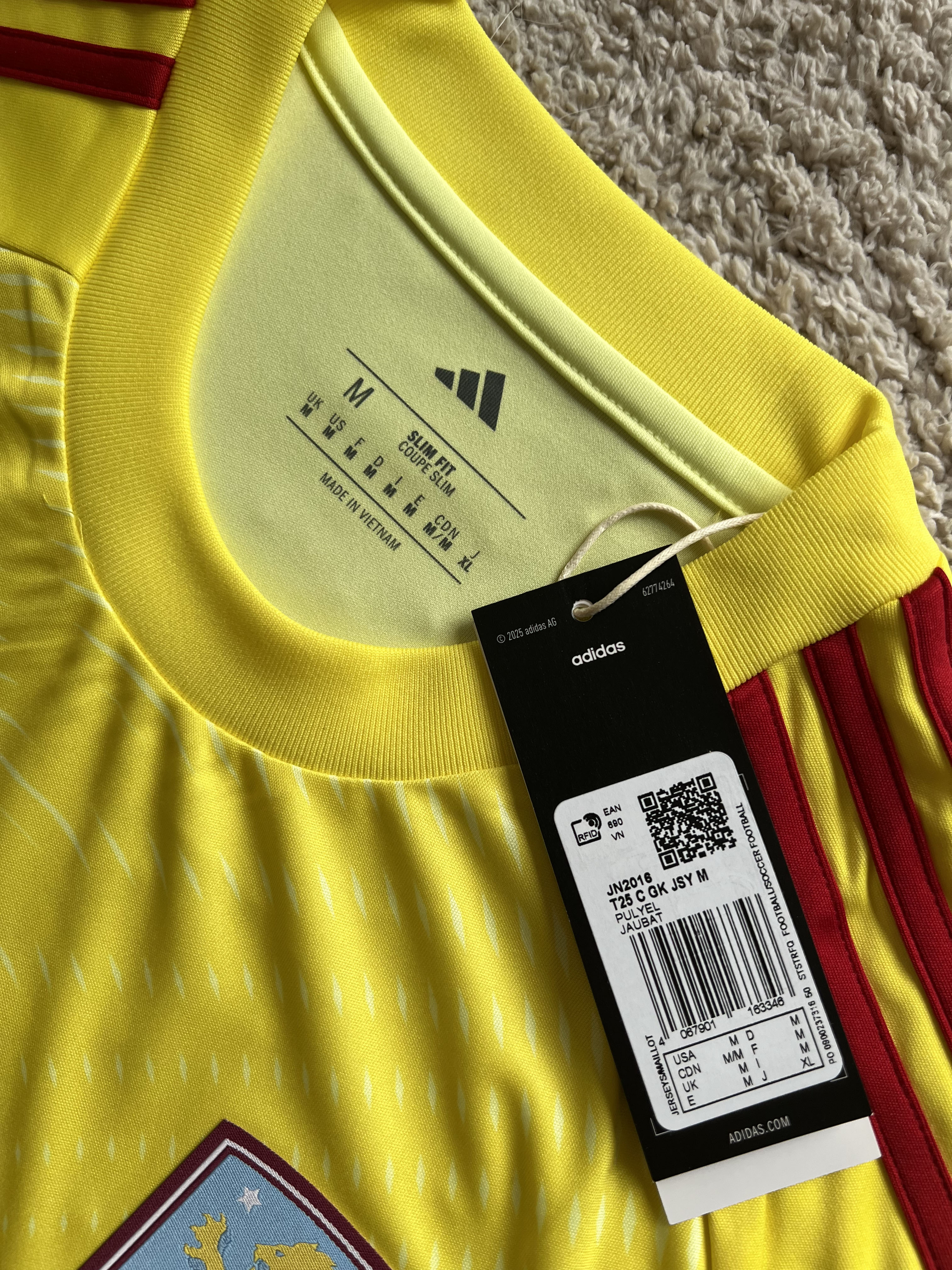 Authenticity evidence image of Aston Villa 2025/26 Adidas GK 2 Goalkeeper Shirt (Aston Villa Foundation) - Men's Medium