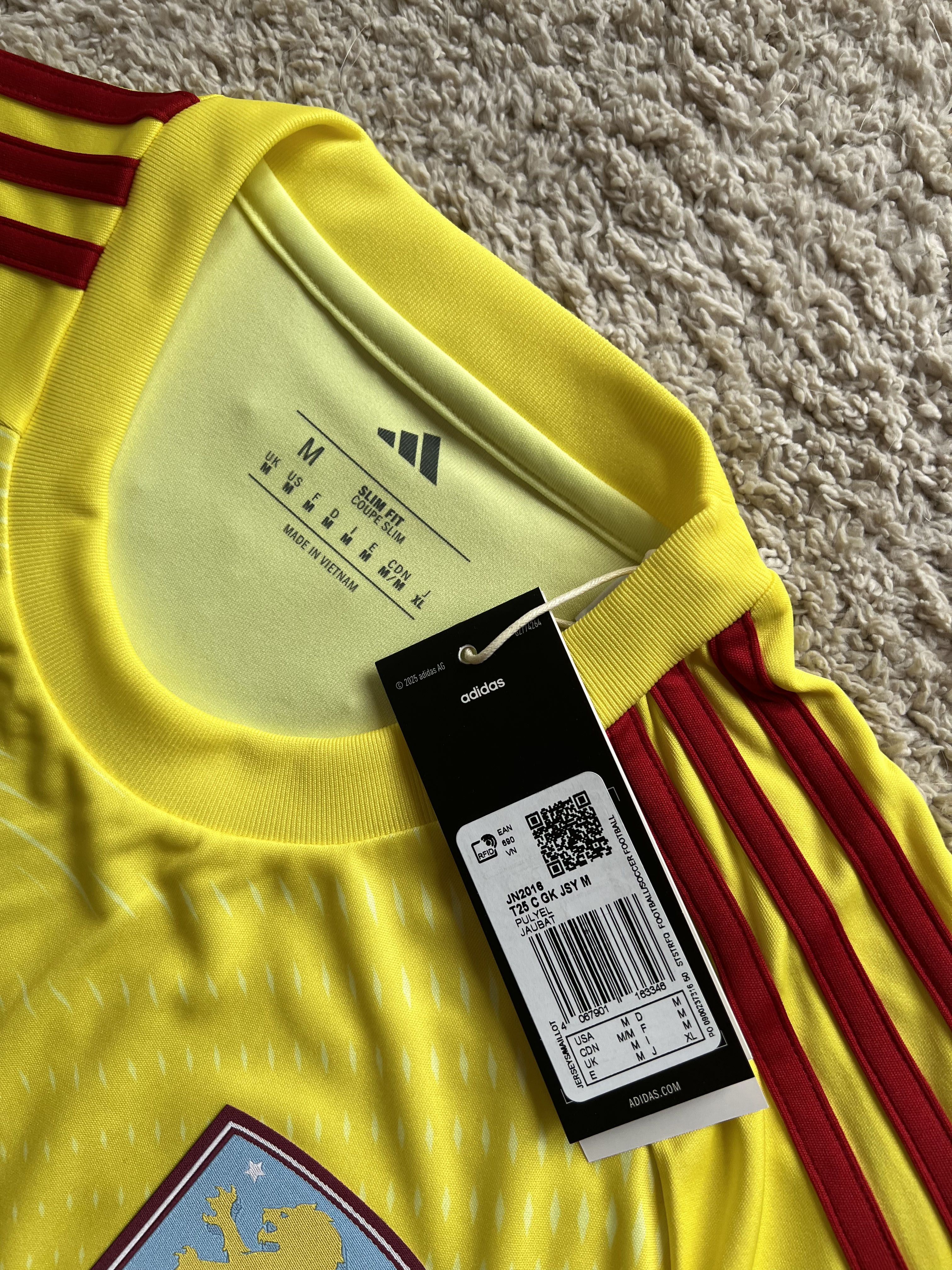 Authenticity evidence image of Aston Villa 2025/26 Adidas GK 2 Goalkeeper Shirt (Kaizen Foundation) - Men's Medium