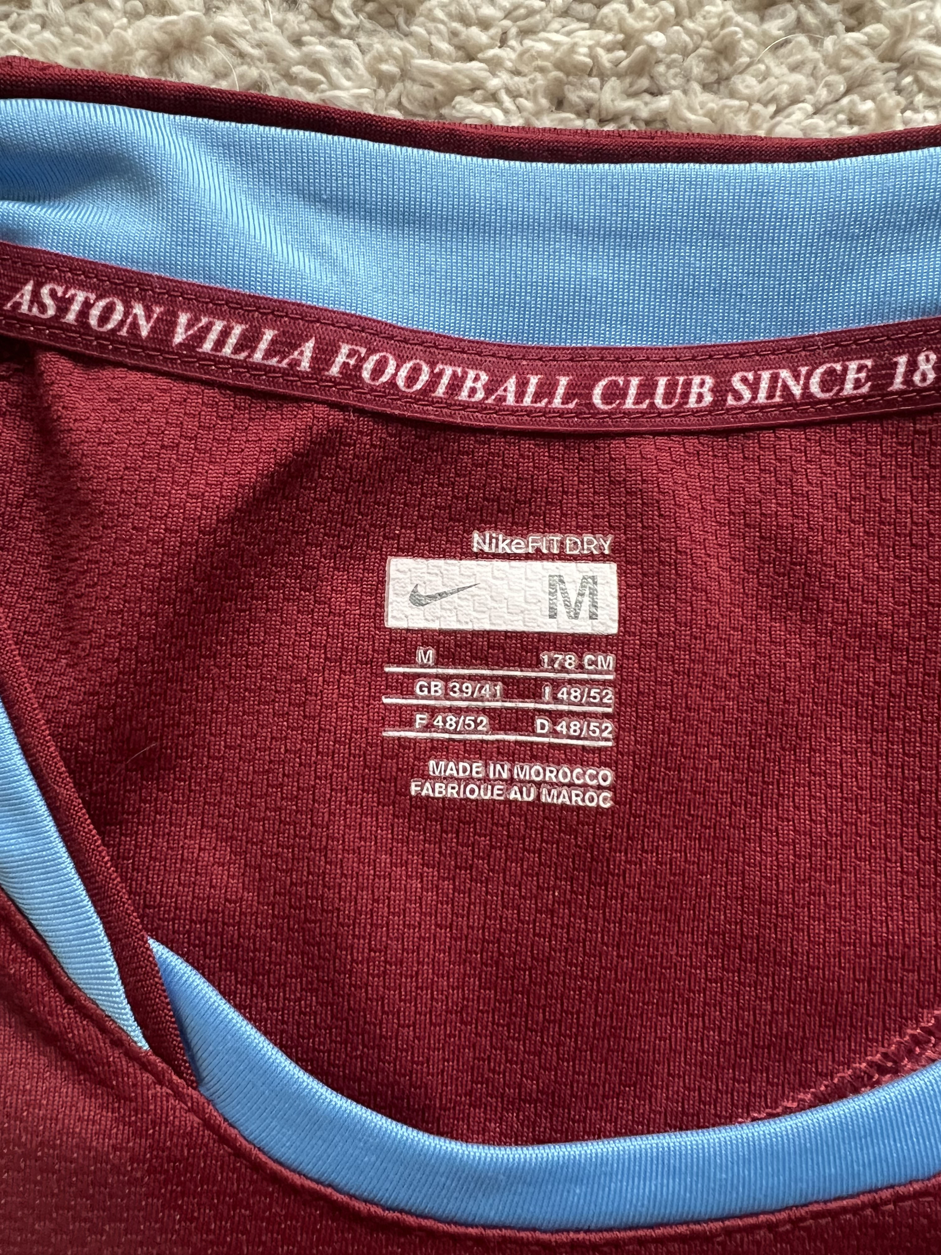 Authenticity evidence image of Aston Villa 2007/08 Nike Home Shirt (32Red) - Men's Medium