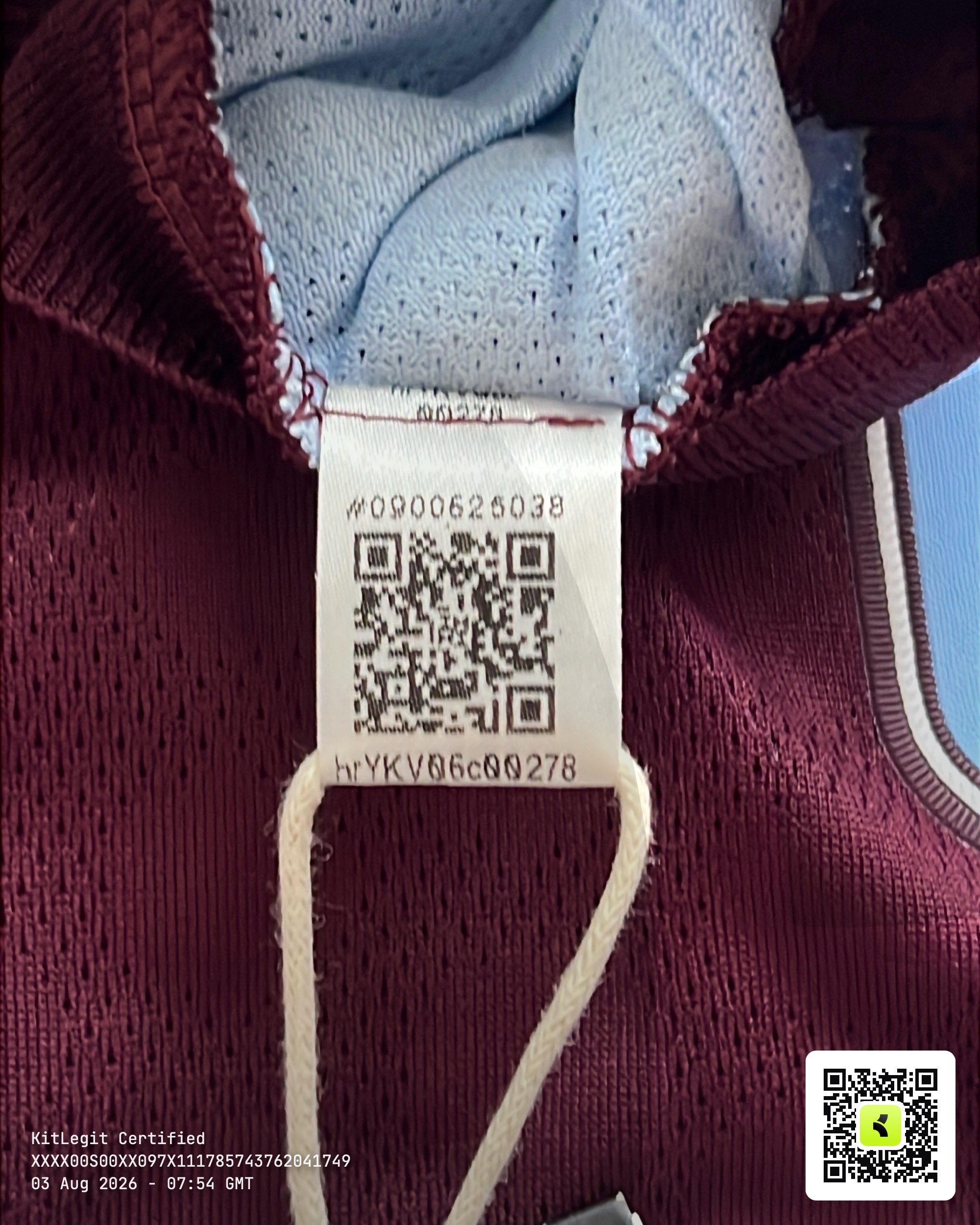 Authenticity evidence image of Aston Villa 2025/26 Adidas Home Pro Shirt (Betano) - Men's Large