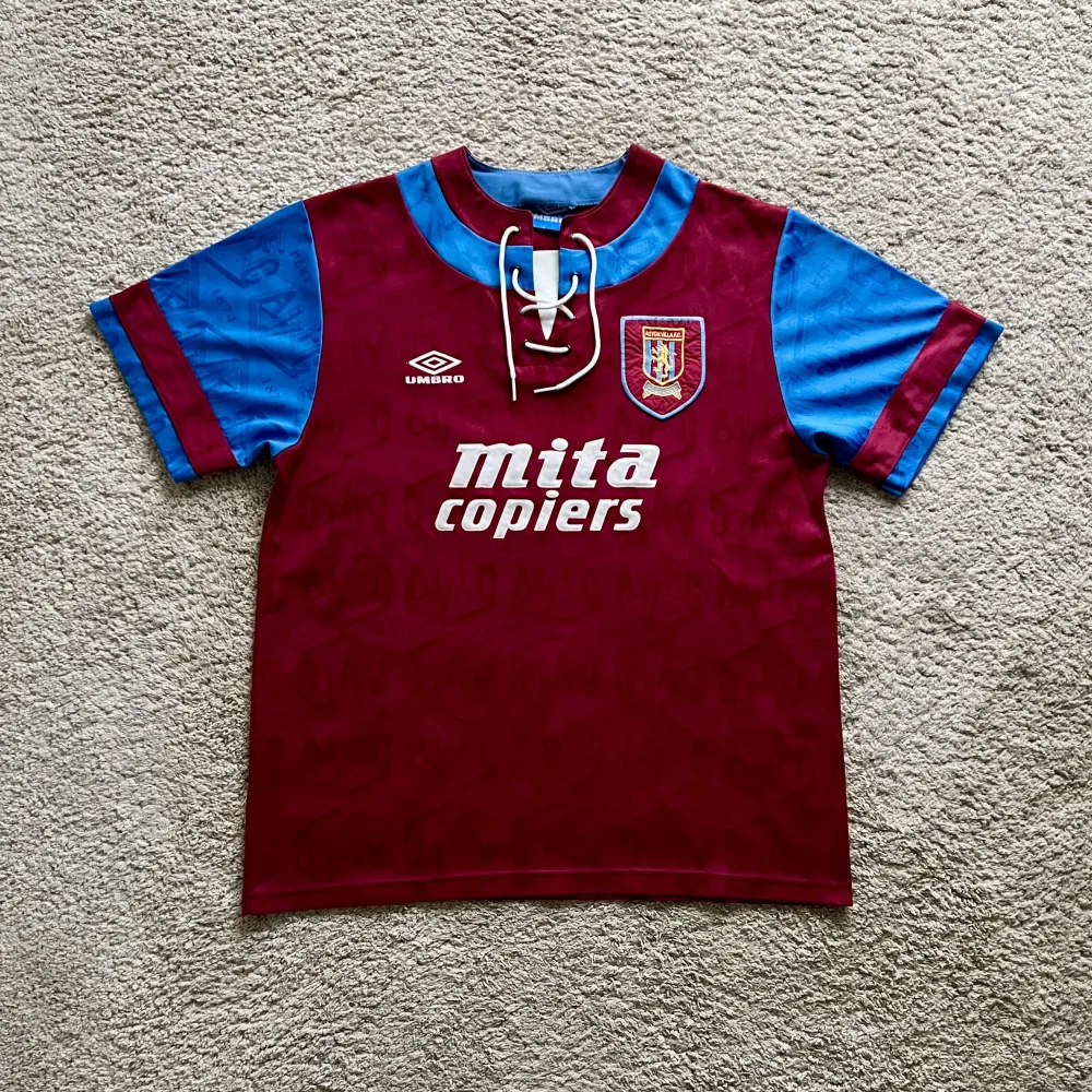 Front view of Aston Villa 1992/93 Umbro Home Shirt (Mita Copiers) - Men's Large