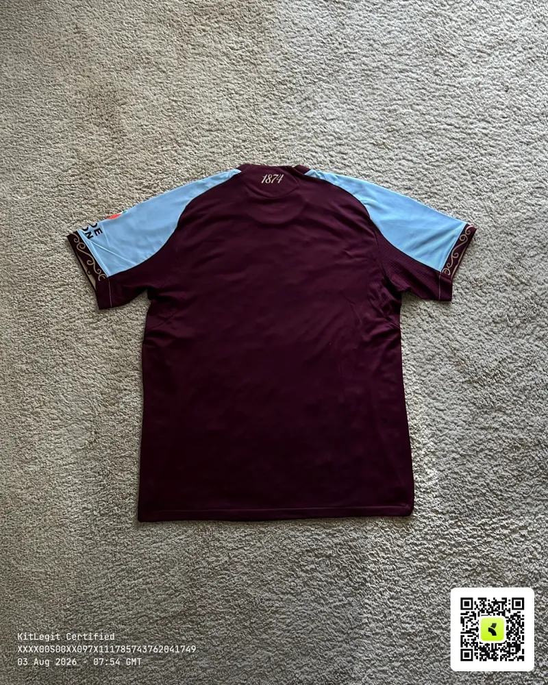 Rear view of Aston Villa 2025/26 Adidas Home Pro Shirt (Betano) - Men's Large
