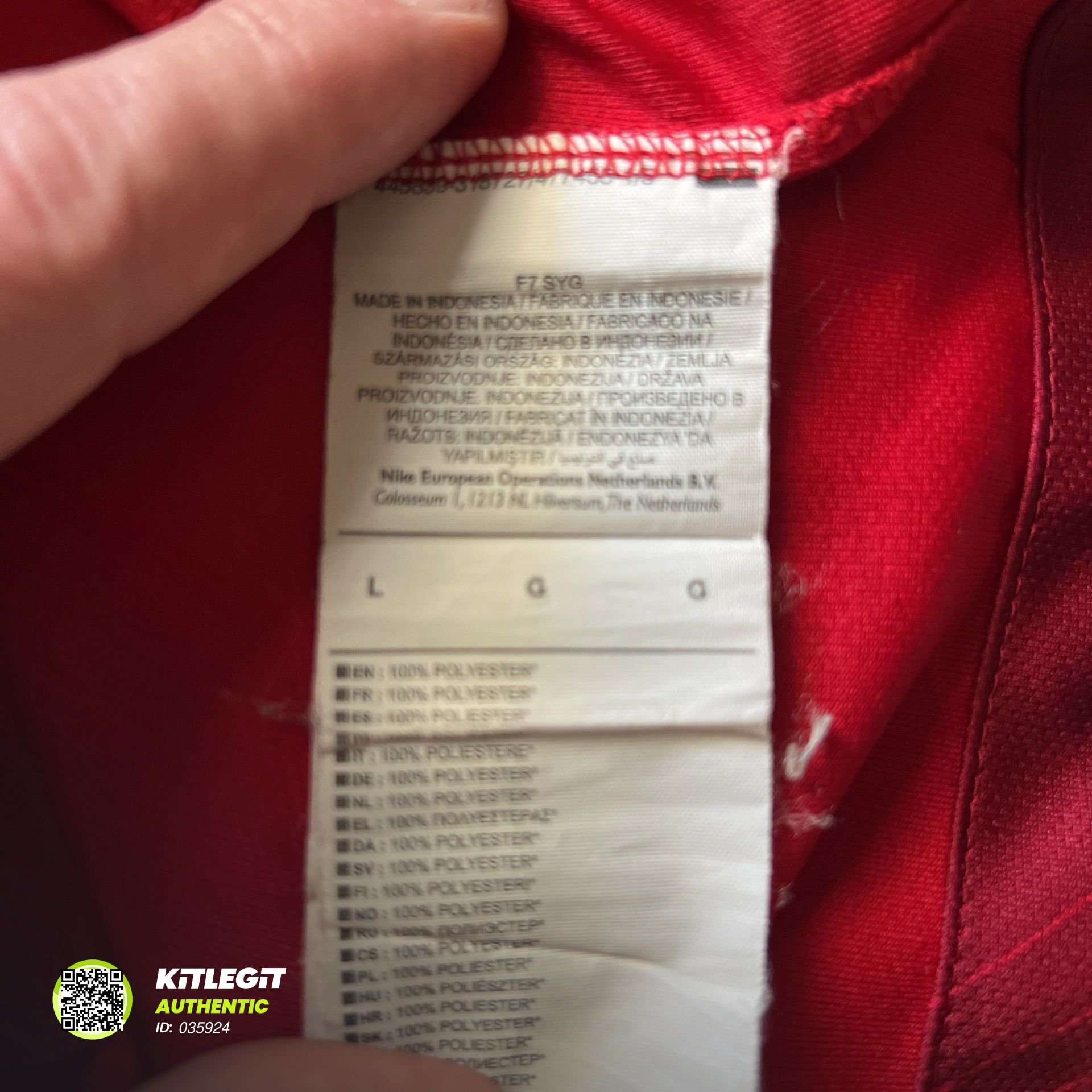 Authenticity evidence image of Sparta Prague Nike Home Shirt (Sazka Bet) - Men's Large