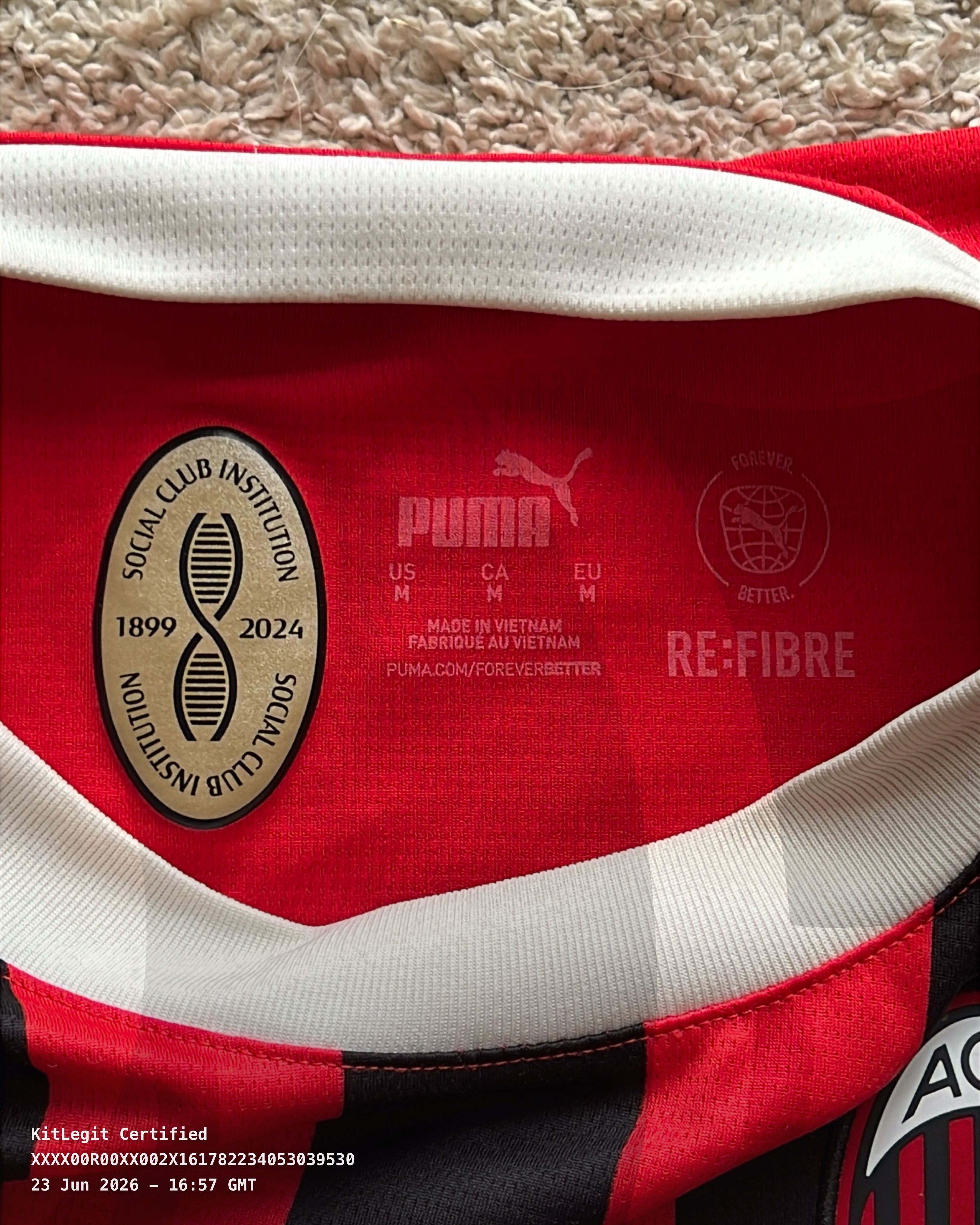 Authenticity evidence image of AC Milan 2024/25 Home Shirt - Men's Medium
