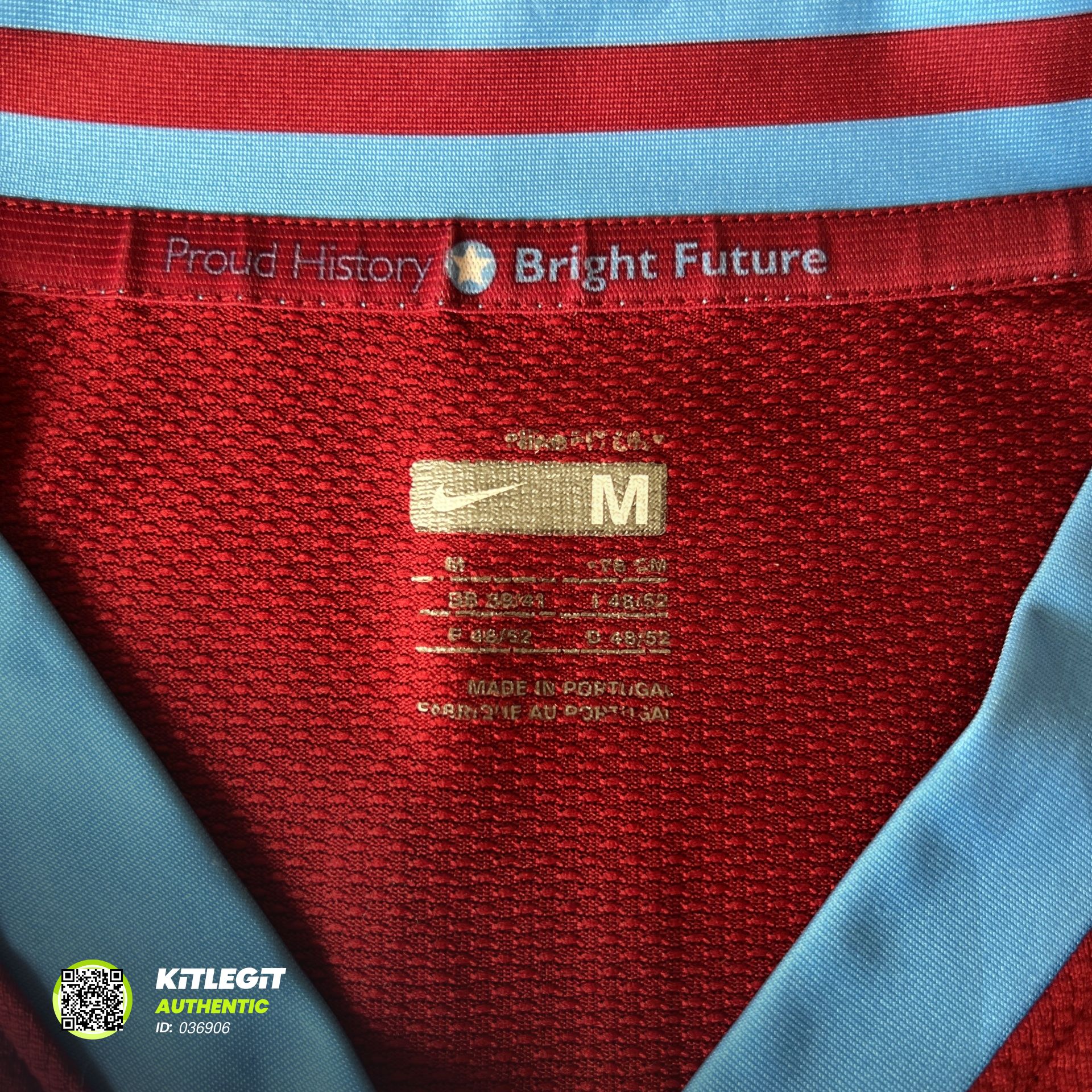 Authenticity evidence image of Aston Villa 2008/09 Nike Home Shirt (Acorns) - Men's Medium