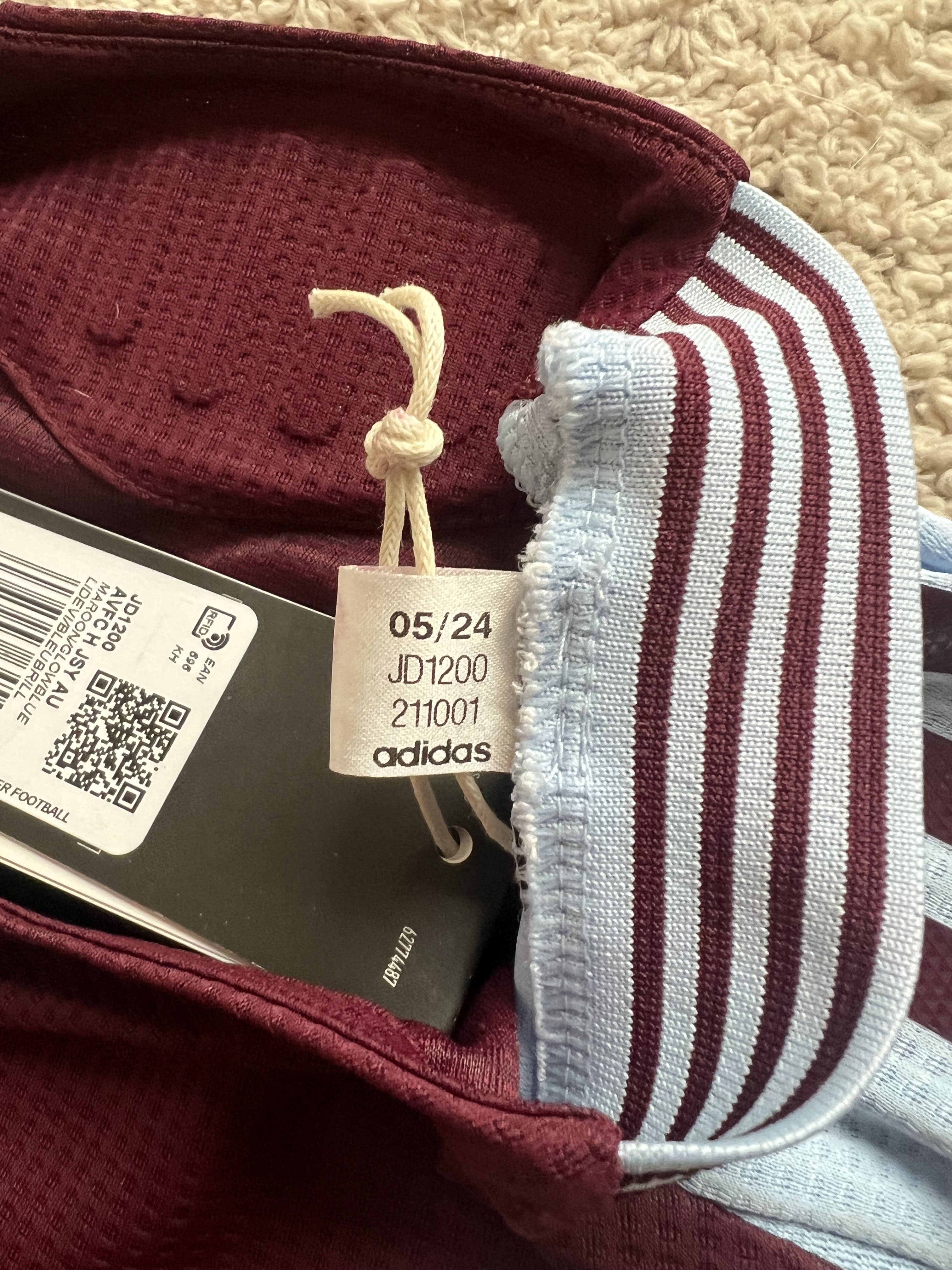 Authenticity evidence image of Aston Villa 2024/25 Adidas Home Pro Shirt - Men's Large