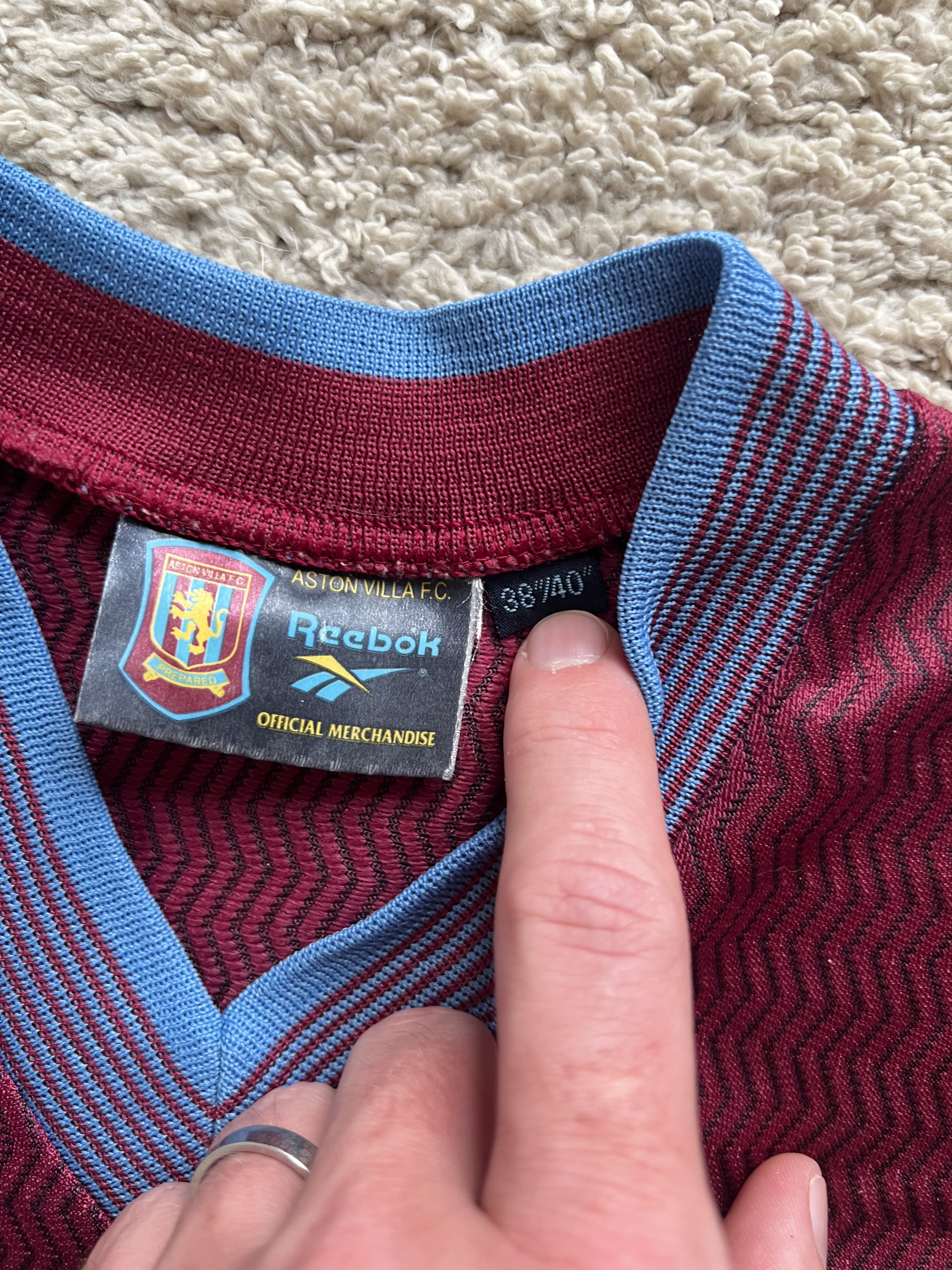 Authenticity evidence image of Aston Villa 1997/98 Reebok Home Shirt (AST Computers) - Men's Medium
