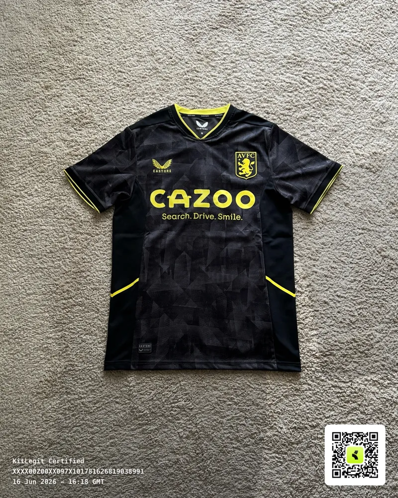 Front view of Aston Villa 2022/23 Castore 3rd Shirt (Cazoo) - Men's Medium
