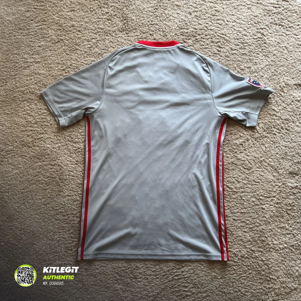 Rear view of New York Red Bulls 2019/20 Adidas Home Shirt (Red Bull) - Men's Medium