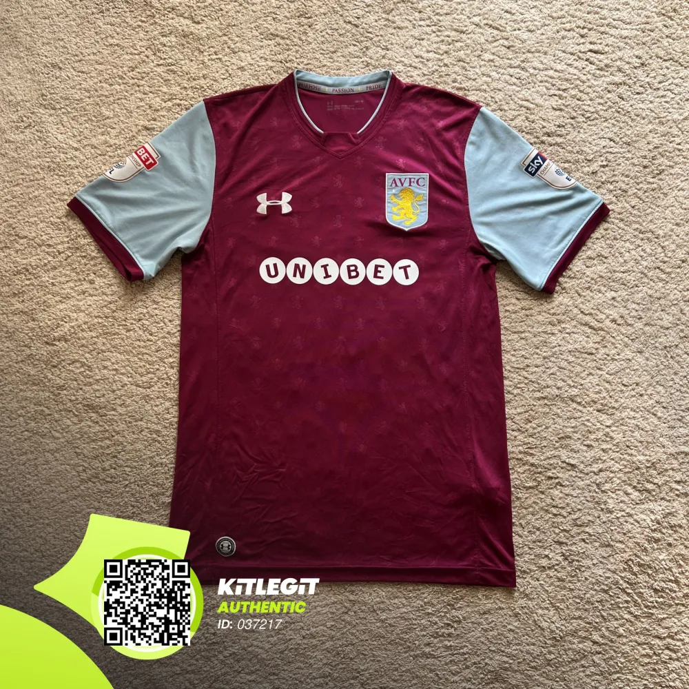 Front view of Aston Villa 2017/18 Under Armour Home Shirt - Men's Medium