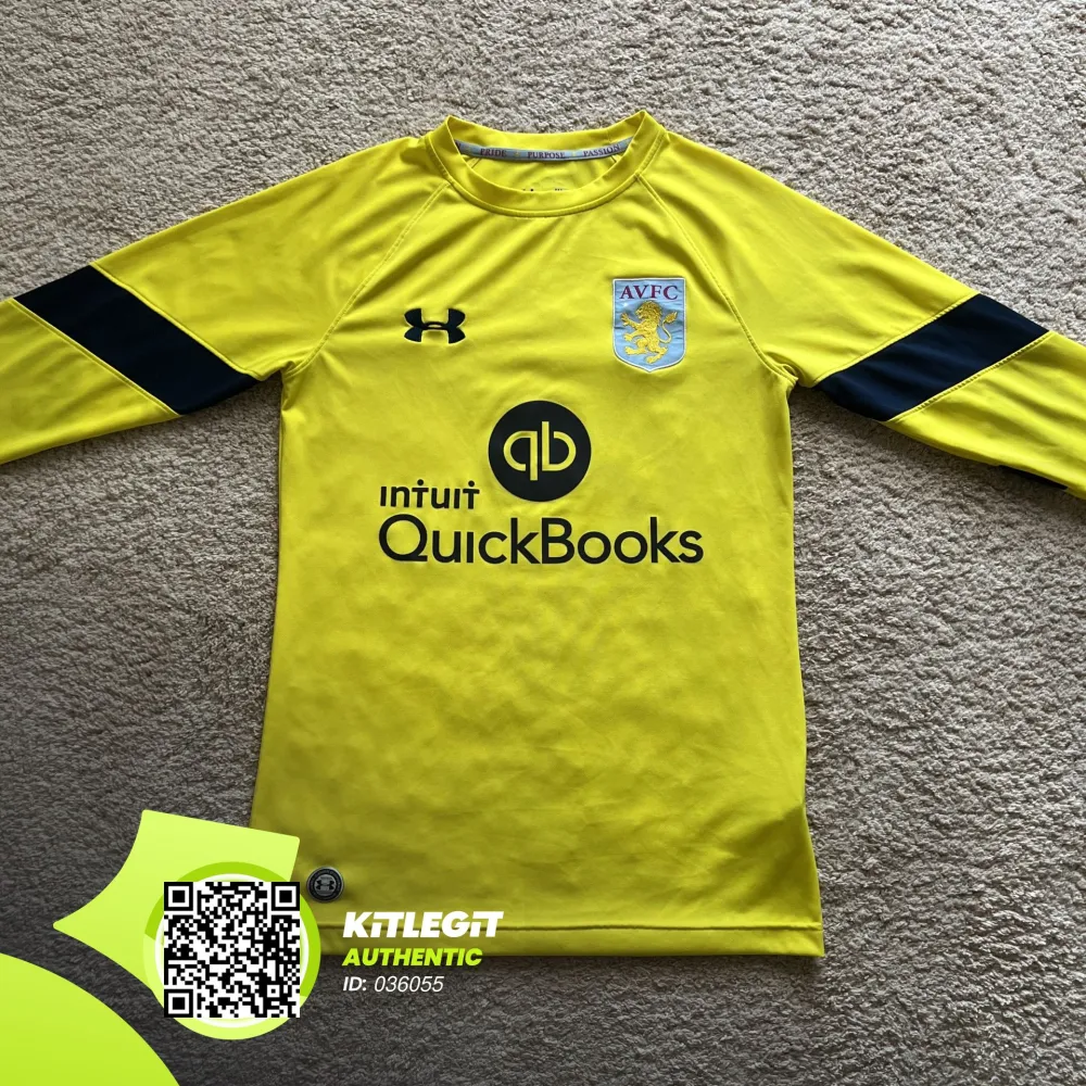 Front view of Aston Villa 2016/17 Under Armour Away Goalkeeper Shirt (QuickBooks) - Men's Small