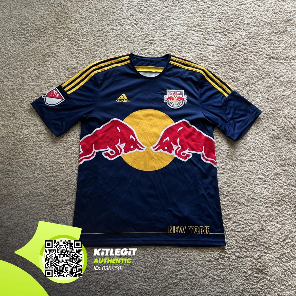 Front view of New York Red Bulls 2014/15 Adidas Away Shirt (Red Bull) - Men's Large