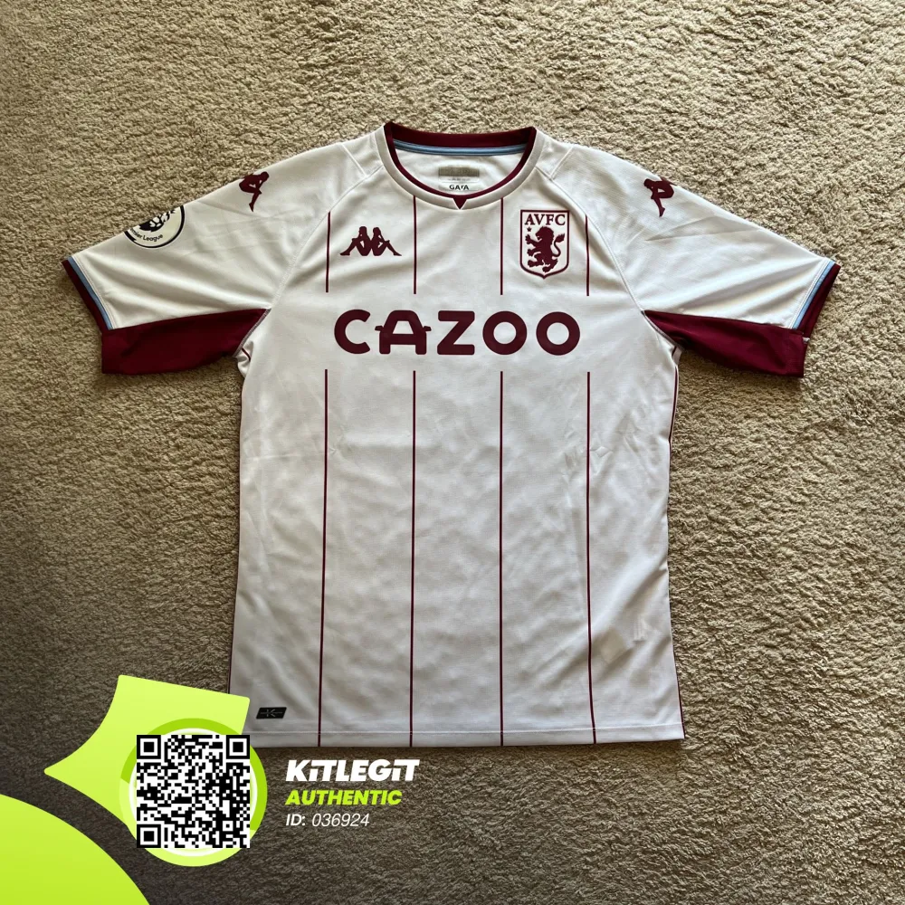 Front view of Aston Villa 2021/22 Kappa Away Shirt (Cazoo) - Men's Large