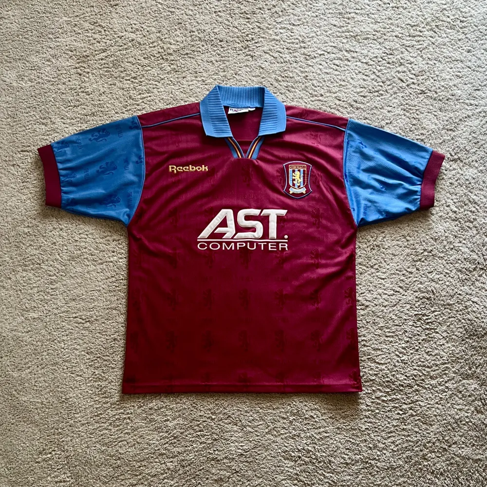 Front view of Aston Villa 1996/97 Reebok Home Shirt (AST Computers) - Men's Medium