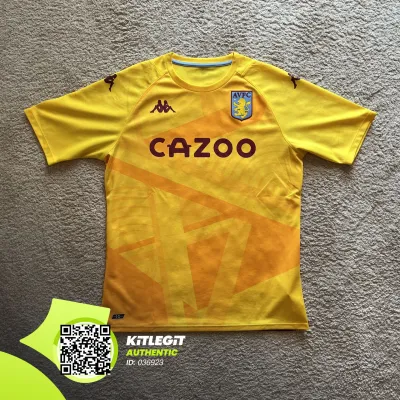 Front view of Aston Villa 2021/22 Kappa Home Goalkeeper Shirt (Cazoo) - Men's Large