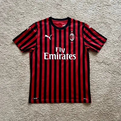 Front view of AC Milan 2019/20 Puma Home Shirt (Fly Emirates) - Men's Medium