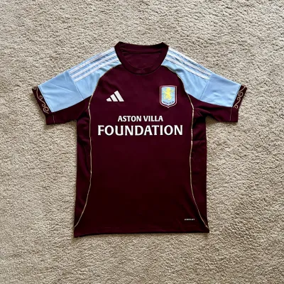 Front view of Aston Villa 2025/26 Home Shirt (Aston Villa Foundation) - Men's Medium